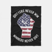 Quitters Never Win And Winners Never Quit Motivati Fleece Deken (Voorkant)