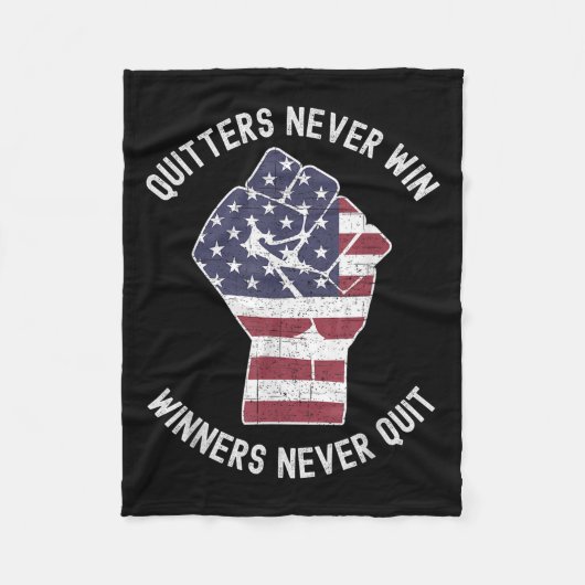 Quitters Never Win And Winners Never Quit Motivati Fleece Deken (Voorkant)