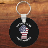 Quitters Never Win And Winners Never Quit Motivati Sleutelhanger (Voorkant)