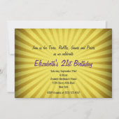 Quiz Night Birthday Trivia Party Yellow Sunburst Kaart (Achterkant)