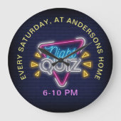 Quiz Night Neon Style tekent aangepaste tekst aan Grote Klok (Voorkant)