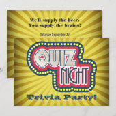 Quiz Night Trivia Party Invitation Kaart (Voorkant / Achterkant)