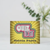 Quiz Night Trivia Party Invitation Uitnodiging Briefkaart (Staand voorkant)