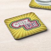 Quiz Night Trivia Party Yellow Sunburst Bier Onderzetter (Linkerzijde)