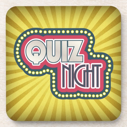Quiz Night Trivia Party Yellow Sunburst Bier Onderzetter (Voorkant)