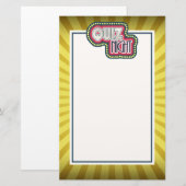 Quiz Night Trivia Party Yellow Sunburst Briefpapier (Voorkant / Achterkant)