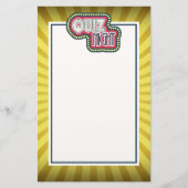 Quiz Night Trivia Party Yellow Sunburst Briefpapier (Voorkant)