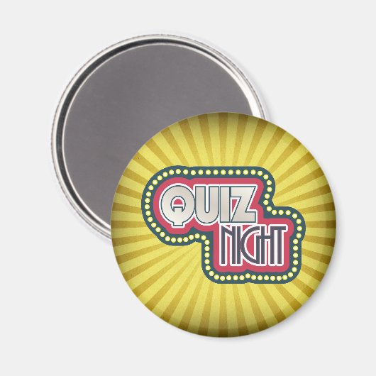 Quiz Night Trivia Party Yellow Sunburst Magneet (Voorkant / Achterkant)