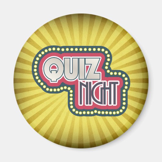 Quiz Night Trivia Party Yellow Sunburst Magneet (Voorkant)