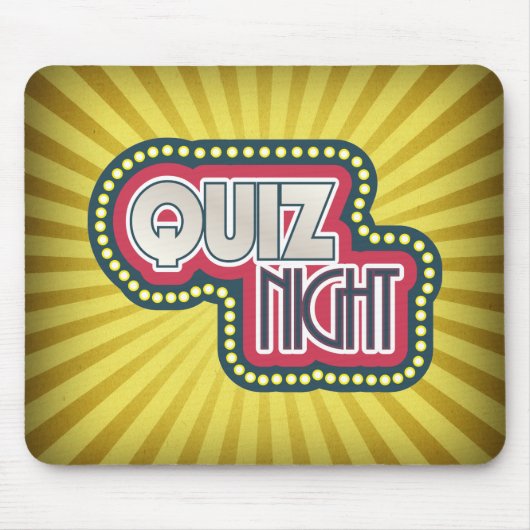 Quiz Night Trivia Party Yellow Sunburst Muismat (Voorkant)
