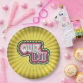 Quiz Night Trivia Party Yellow Sunburst Papieren Bordje (Feest)