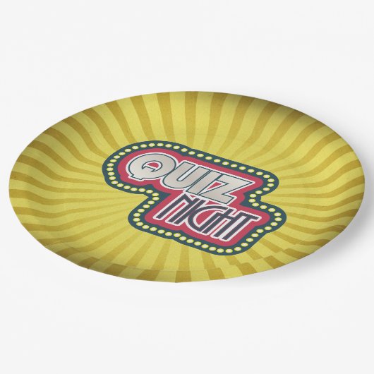 Quiz Night Trivia Party Yellow Sunburst Papieren Bordje (Gekanteld)
