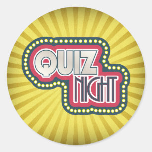 Quiz Night Trivia Party Yellow Sunburst Ronde Sticker