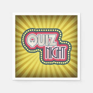 Quiz Night Trivia Party Yellow Sunburst Servet