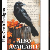 Quizzical Crow, Autumnal Fall Leaves BQ6 Decoupage Tissuepapier