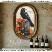 Quizzical Crow, Autumnal Fall Leaves BQ6 Decoupage Tissuepapier