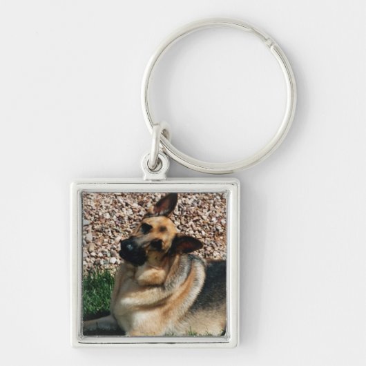 Quizzical German Shepherd Sleutelhanger (Voorkant)