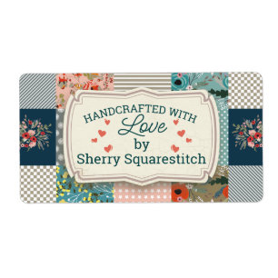 Qulter quilting florale strepen blokquilt etiket