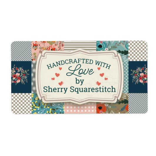 Qulter quilting florale strepen blokquilt etiket (Voorkant)