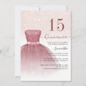 Quniceanera 15e verjaardag Pink Glitter Kaart (Voorkant)