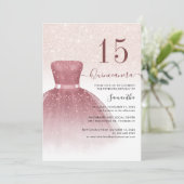 Quniceanera 15e verjaardag Pink Glitter Kaart (Staand voorkant)