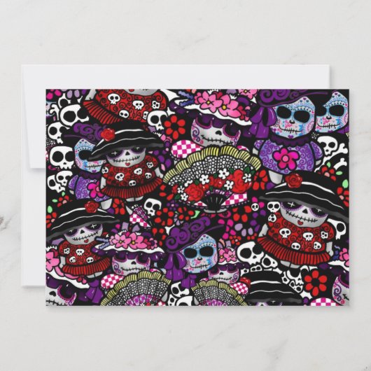QUNICEANERA Dag van de Doden Suiker Schedel Sweet  Kaart (Achterkant)