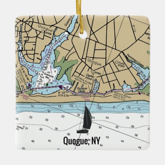 Quogue NY Nautical Chart Keramisch Ornament (Voorkant)
