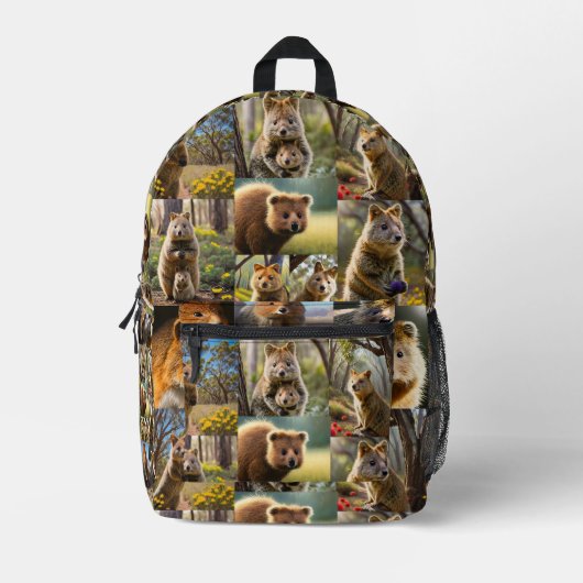 Quokka Chronicles: een hartverwarmende fotocollage Bedrukte Rugzak (Voorkant)