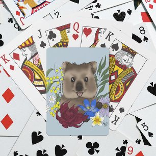 Quokka Happy Australië Bloemrijk Blauw Pokerkaarten