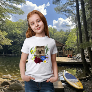 Quokka Happy Australië Bloemrijk Blauw T-shirt