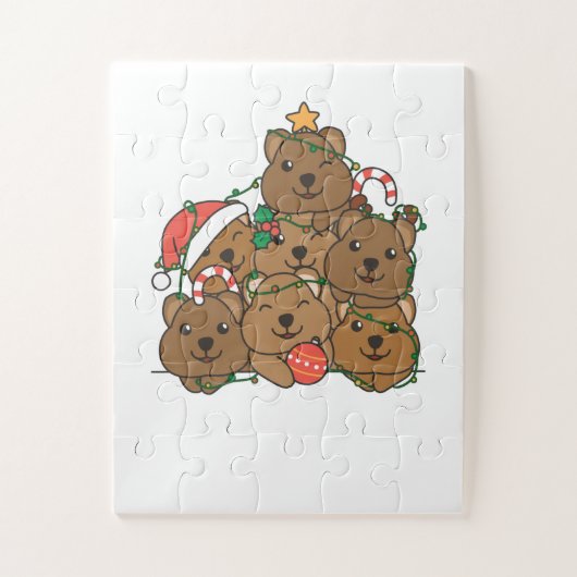Quokka kerstboom Funny Animal Kerstmis Legpuzzel (Verticaal)