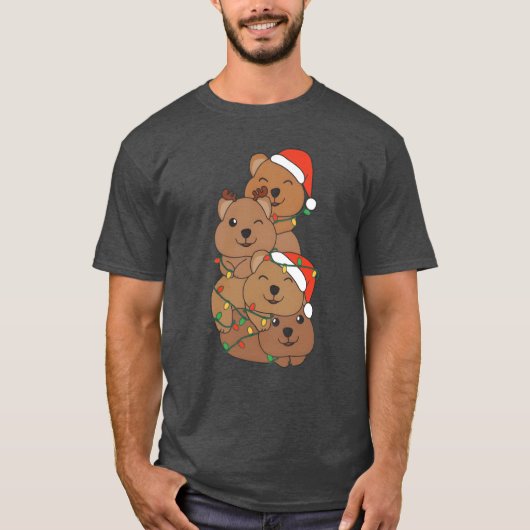 Quokka Kerstboom Kerstdieren Quokkas vuur T-shirt (Voorkant)