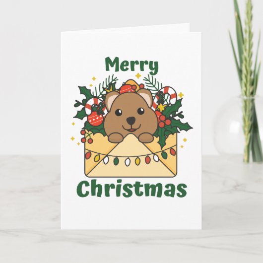 Quokka Kerstbrief Winterdieren Quokkas Feestdagen Kaart (Voorkant)