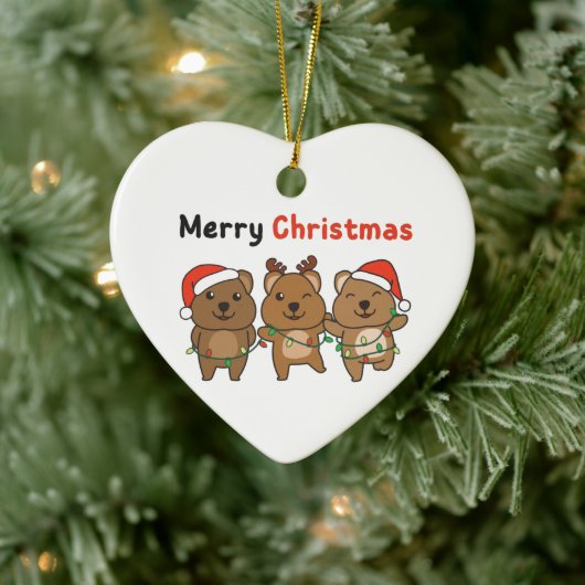 Quokka kerstcadeautje Quokka Merry Kerstmis Ceram Keramisch Ornament (Boom)