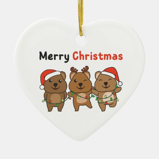 Quokka kerstcadeautje Quokka Merry Kerstmis Ceram Keramisch Ornament (Voorkant)