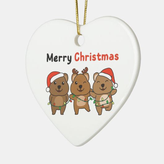 Quokka kerstcadeautje Quokka Merry Kerstmis Ceram Keramisch Ornament (Links)