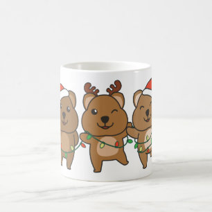 Quokka kerstdieren met kerst koffiemok