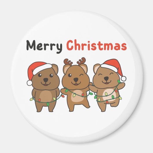 Quokka Kerstmis Quokka Merry Kerstmis Magne Magneet (Voorkant)