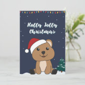 Quokka kerstwinterdieren Quokkas Holid Feestdagenkaart (Staand voorkant)