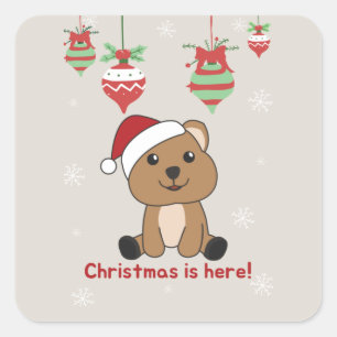 Quokka Kerstwinterdieren Quokkas Squar Vierkante Sticker