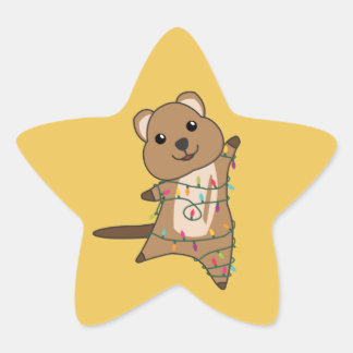 Quokka kerstwinterdieren Quokkas Star Ster Sticker