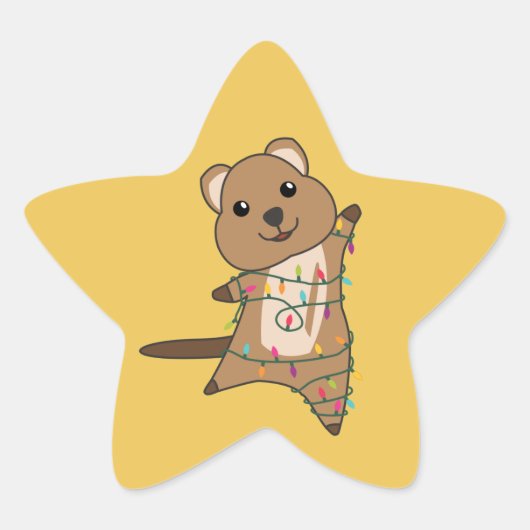 Quokka kerstwinterdieren Quokkas Star Ster Sticker (Voorkant)
