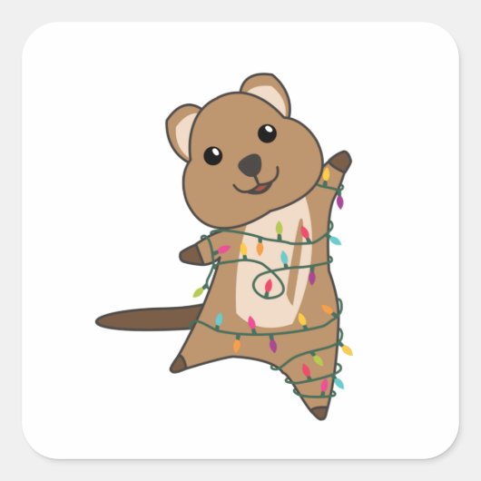 Quokka kerstwinterdieren vierkante sticker (Voorkant)