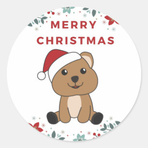 Quokka klasse winterdieren met kerstwintersneeuw ronde sticker