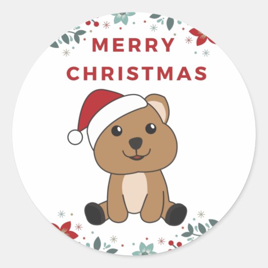 Quokka klasse winterdieren met kerstwintersneeuw ronde sticker (Voorkant)