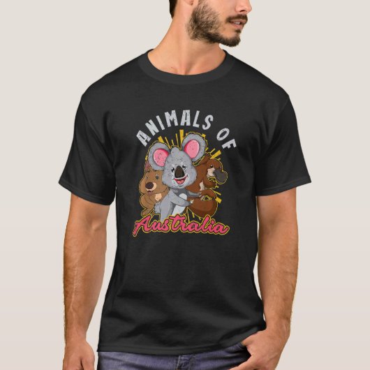 Quokka Koala Platypus Aussie Australische dieren v T-shirt (Voorkant)