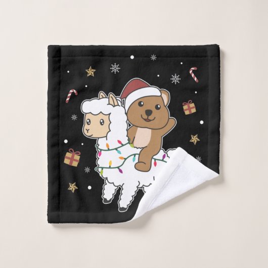 Quokka Llama Kerstsneeuw Winterdieren Uitslag Cl Washandje (Wasdoekje)