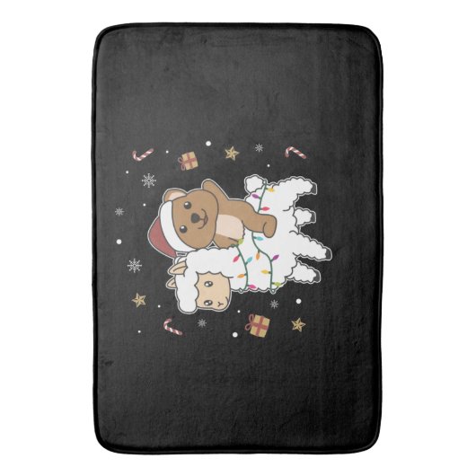 Quokka Llama Kerstsneeuwwinterdieren Badmat (Voorkant Verticaal)