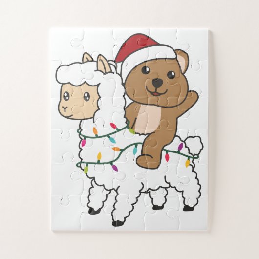 Quokka Llama Kerstsneeuwwinterdieren Legpuzzel (Verticaal)