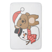 Quokka met Snowman in de winter bij Kerstmis Badmat (Voorkant Verticaal)